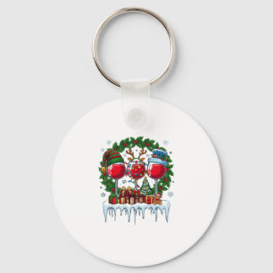 Llavero Copas de vino rojas de Navidad Corona de acebo Hom