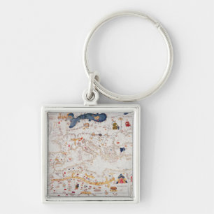 Llavero Copia del mapa catalán de Europa, África del Nor