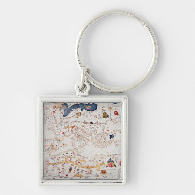 Llavero Copia del mapa catalán de Europa, África del Norte (Frente)