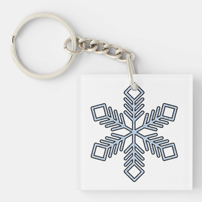 Llavero Copo de Nieve Brillante - Ramas Azul Bebé (Frente)