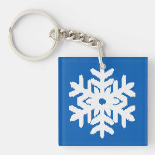 Llavero Copo de nieve Ikat - azul cobalto y blanco