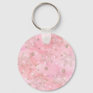 Llavero Copos de Navidad Rosados Patrón Boho