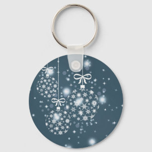 Llavero Copos de nieve, azul y blanco, globos