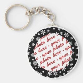 Llavero Copos de nieve en el marco de la foto de fondo neg