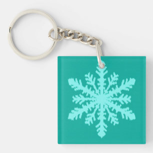 Llavero Copos de nieve Ikat - Turquesa y aqua
