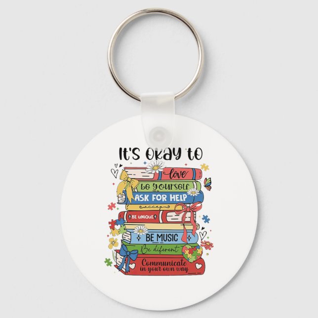 Llavero Coqueta de autismo de libros1 (Anverso)