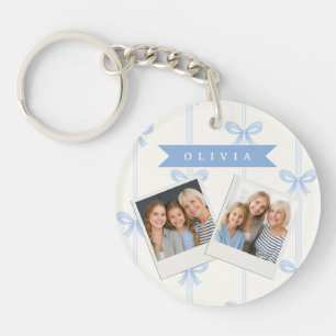 Llavero Coqueta de lazo azul personalizado estético de nom