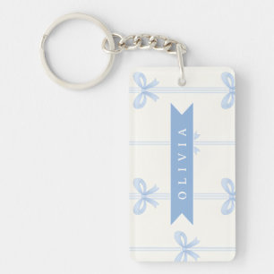 Llavero Coqueta de lazo azul personalizado estético de nom