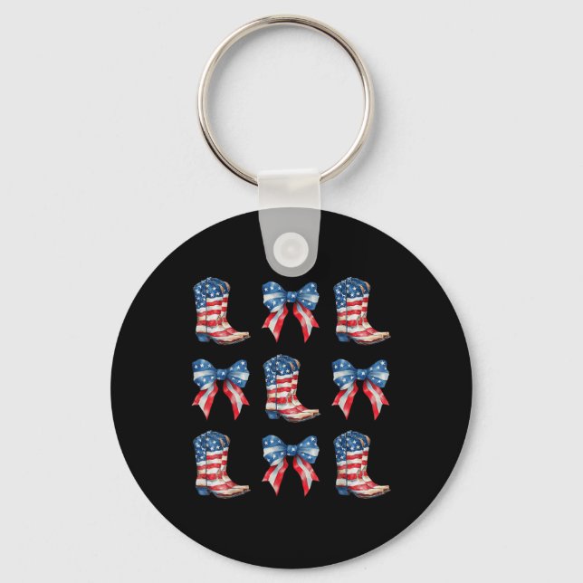 Llavero Coquette American Cowgirl Western Boots 4th Of Jul (Anverso)