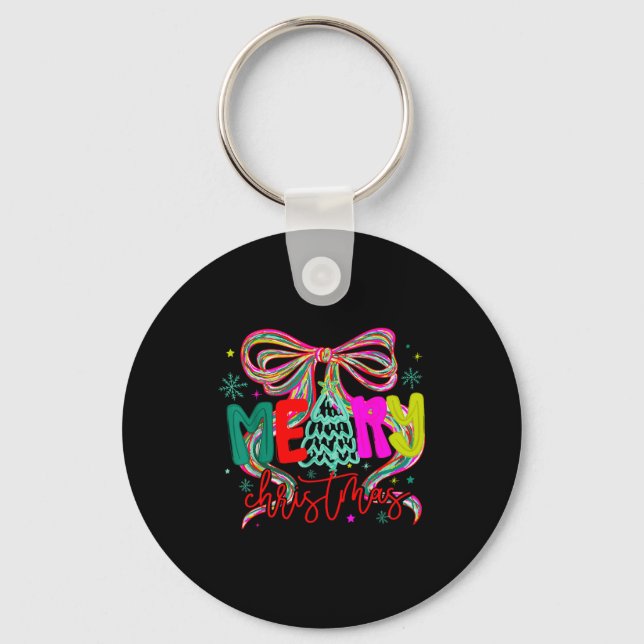 Llavero Coquette Bow Funny Merry Christmas Tree Cute Xmas  (Anverso)