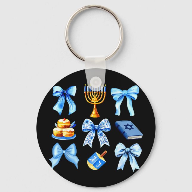 Llavero Coquette Bow Jewish Holiday Chanukah Hanukkah Meno (Anverso)
