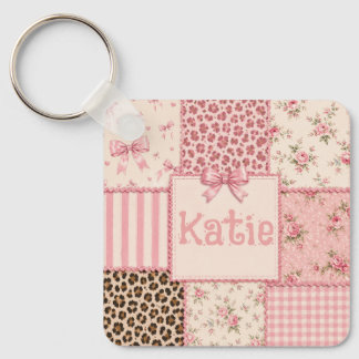 Llavero Coquette Patchwork Floral Leopardo