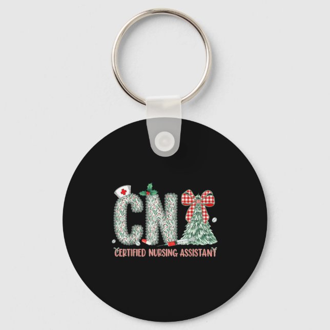 Llavero Coquette Preppy Christmas Cna Nurse Christmas Tree (Anverso)