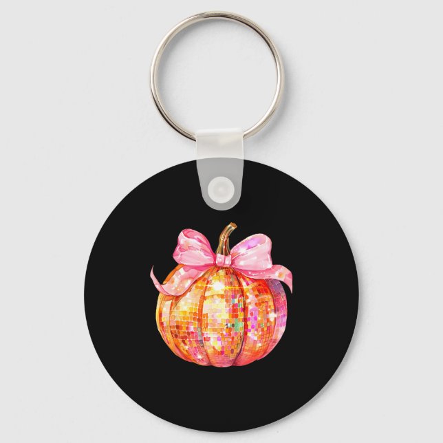 Llavero Coquette Pumpkin Bow Disco Ball Cute Girly Hallowe (Anverso)