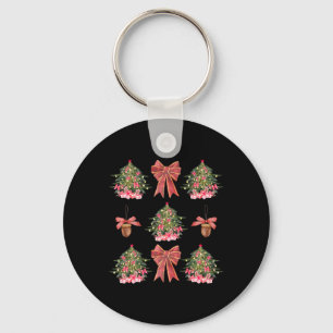 Llavero Coquette Red Bow Acorn Christmas Tree Girly Women