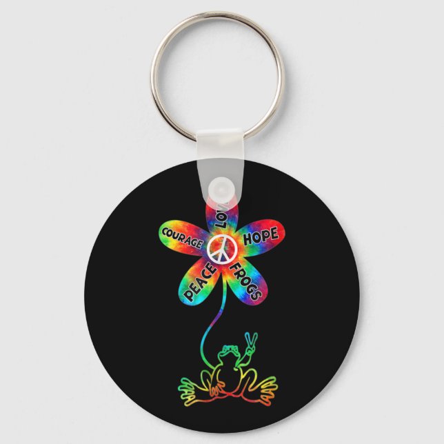 Llavero Coraje de la Paz Amor Esperanza Ranas Hippie (Anverso)