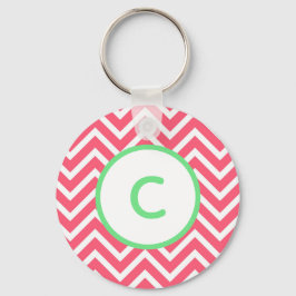 Llavero Coral Chevron Monograma Keychain