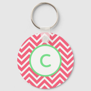 Llavero Coral Chevron Monograma Keychain