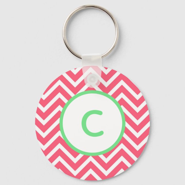 Llavero Coral Chevron Monograma Keychain (Anverso)