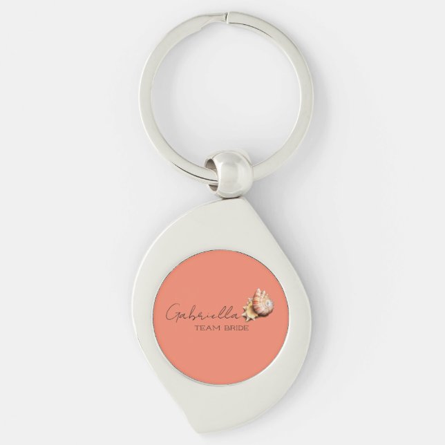 Llavero Coral con Shell Bridal Party Keychain (Anverso)