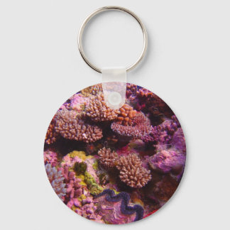 Llavero Coral Garden Round Keychain