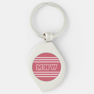 Llavero Coral Red Stripes personalizado monograma cadena d