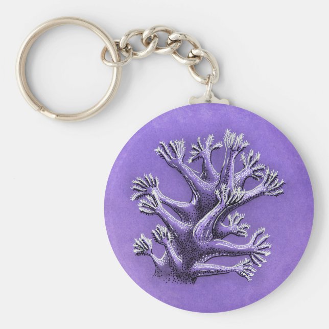 Llavero Coral Reef Purple Marine Biology Art (Frente)