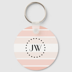 Llavero Coral rosa claro monogramo Bandas Pastel Keychain