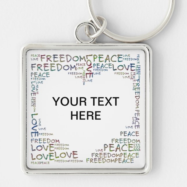 Llavero CORAZÓN - Amar la libertad de paz + tu texto (Frente)