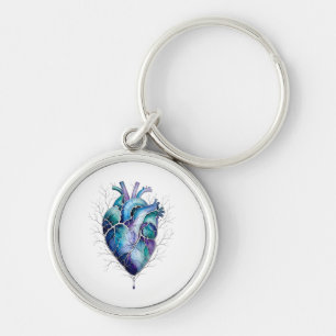 Llavero Corazón Anatómico Azul y Púrpura