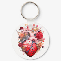 Corazón anatómico con flores