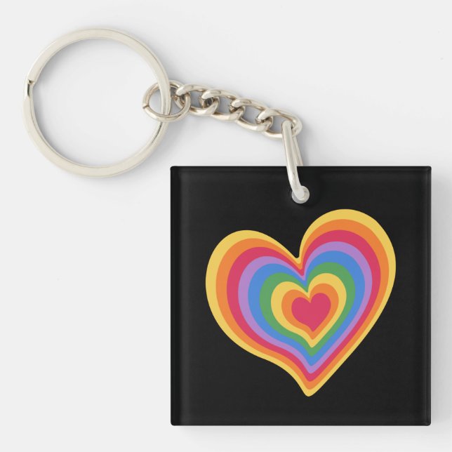 Llavero Corazón arcoiris. Orgullo Gay Love Keychain (Frente)