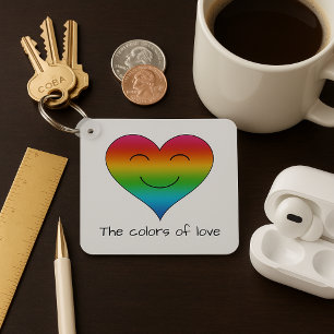 Llavero Corazón arcoiris sonriente de dos lados