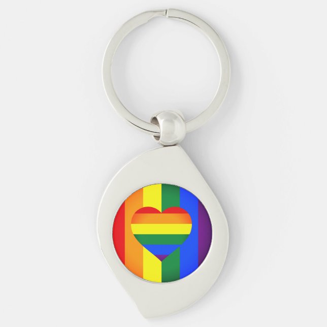 Llavero Corazón arcoiris y orgullo Bandera Arcoiris/comuni (Anverso)