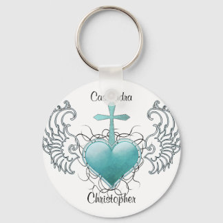 Llavero Corazón azul cristalino fiel
