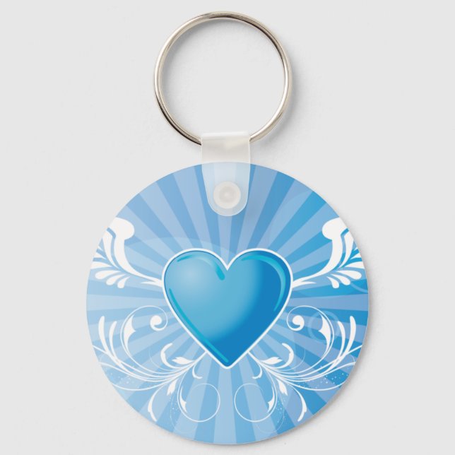 Llavero Corazón azul y alas (Anverso)