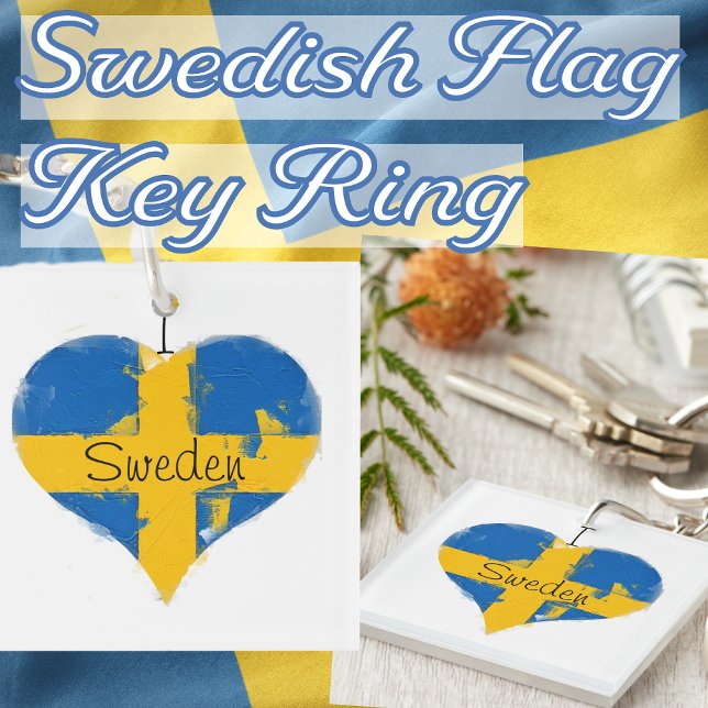 Llavero Corazón Bandera sueca de Suecia (I Heart Sweden Swedish Flag Key Ring)