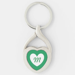 Llavero Corazón blanco Monogram en verde Kelly