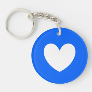 Llavero Corazón blanco sobre azul