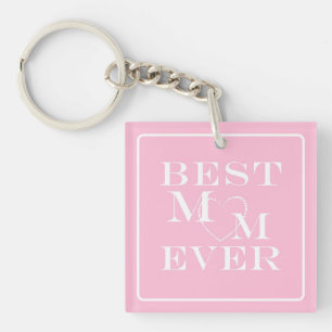 Llavero Corazón blanco y rosa lindo, Mejor mamá del mundo