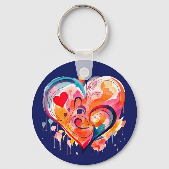 Llavero Corazón de Acuarela (Anverso)