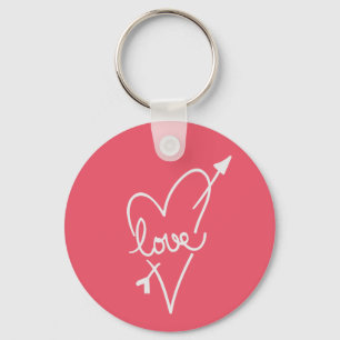 Llavero Corazón de Amor Rosa y Blanco - Boda, Despedida de