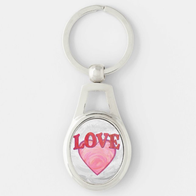 Llavero Corazón de amor rosado bonito (Anverso)