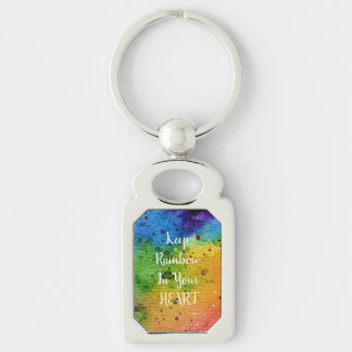 Llavero Corazón de arcoiris cúrcuma acuarela
