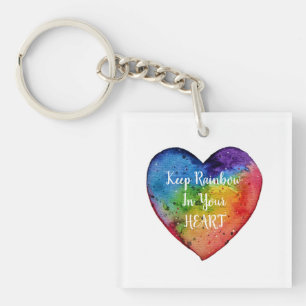 Llavero Corazón de arcoiris cúrcuma acuarela