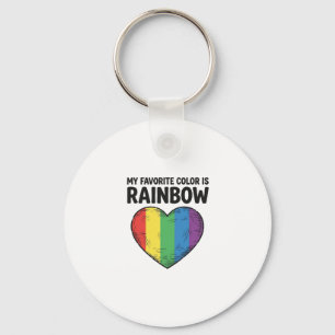 Llavero Corazón de Arcoíris Grabado Vintage Camiseta Color