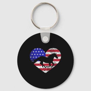 Llavero Corazón De Bandera Americana De Caballo Retro 4 De