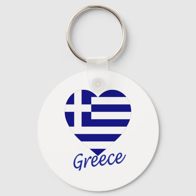 Llavero Corazón de bandera de Grecia (Anverso)