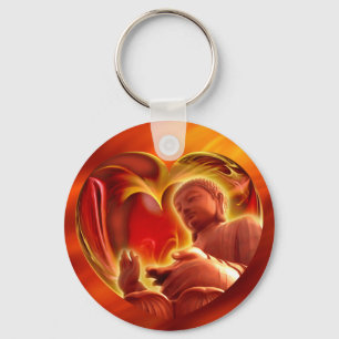 Llavero Corazón de BUDDHA rojo fuego