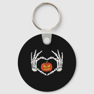 Llavero Corazón de calabaza de amor de manos de esqueleto